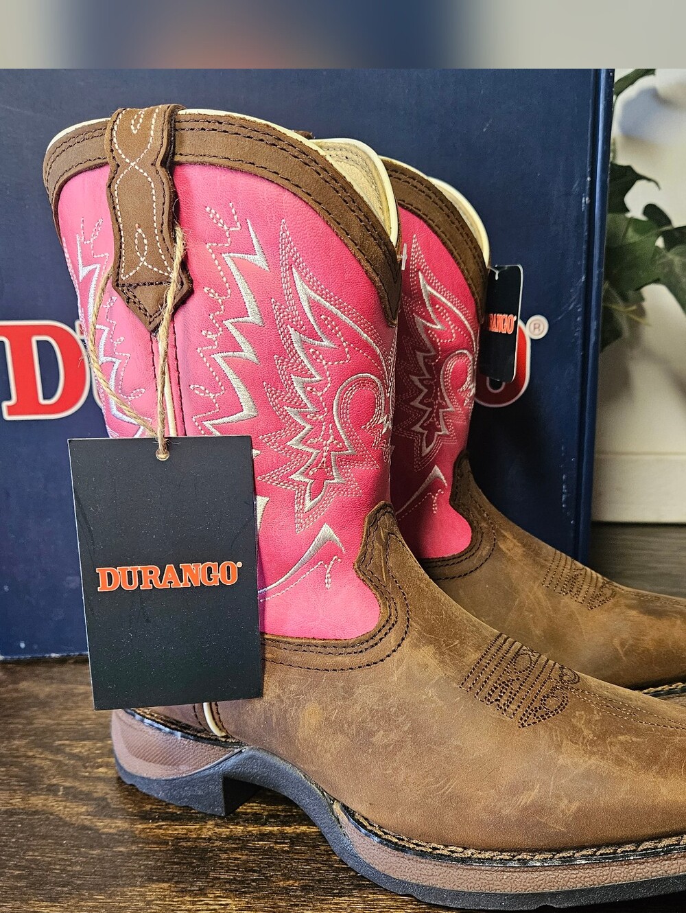 DURANGO kids size 4 brown & pink cowboy boots